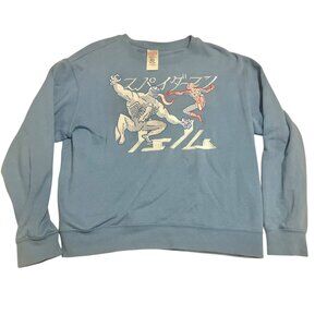 Disney Parks Marvel Spider-Man vs Venom Sweatshirt Blue Japanese Graphic Large